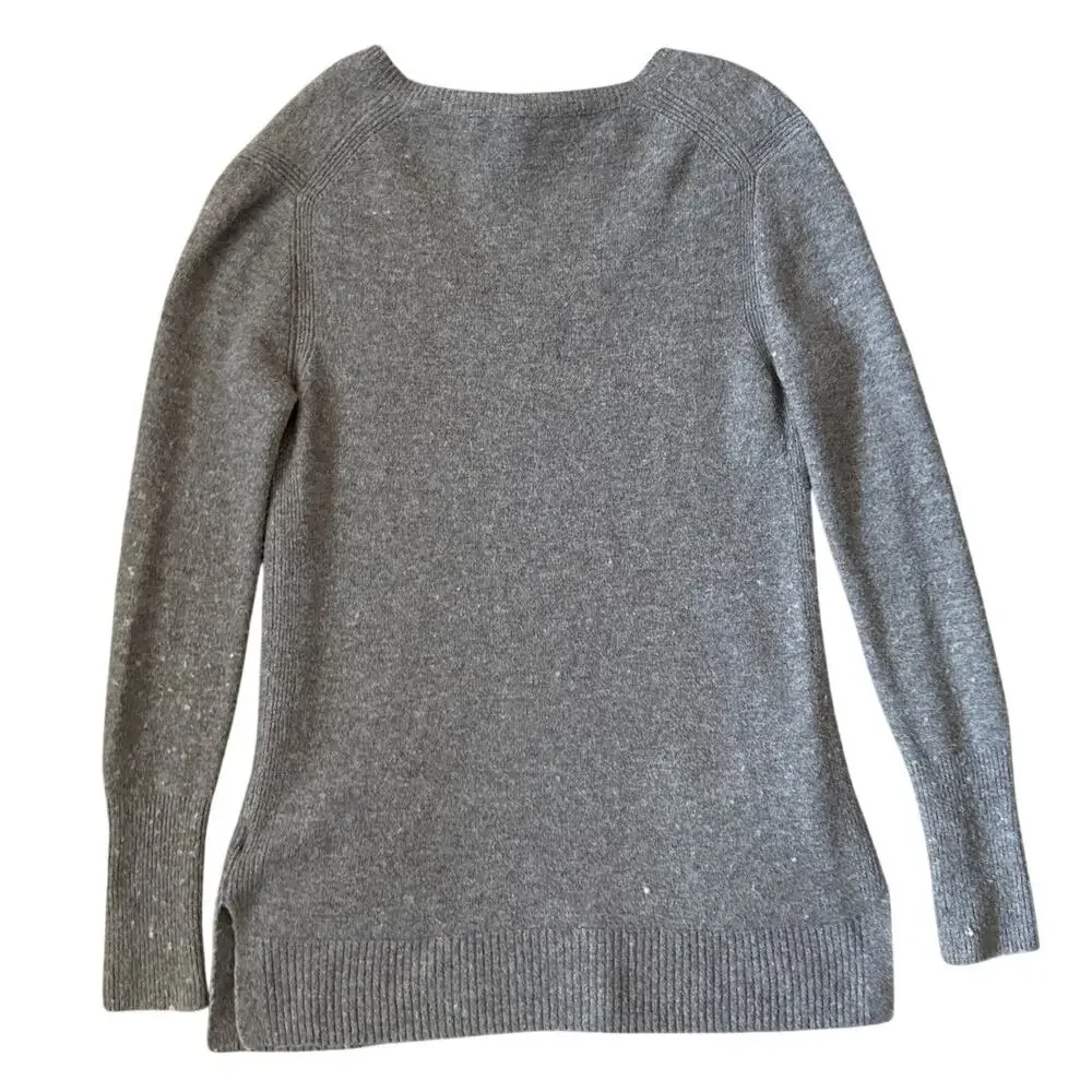 J. Crew Supersoft Yarn V Neck Front Pocket‎ Tunic Sweater Gray Size XS